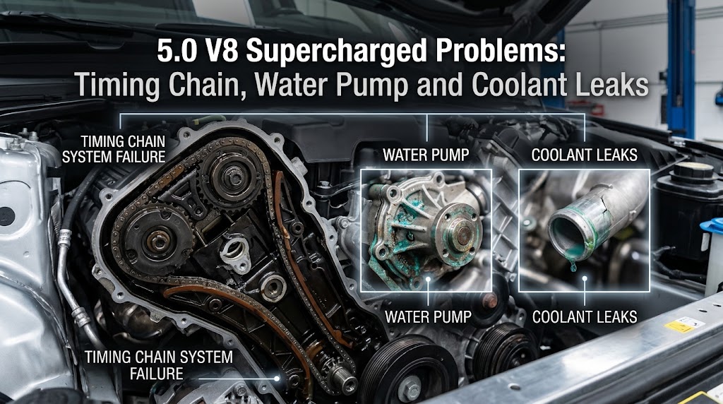5.0 V8 Supercharged Problems: Timing Chain, Water Pump and Coolant Leaks